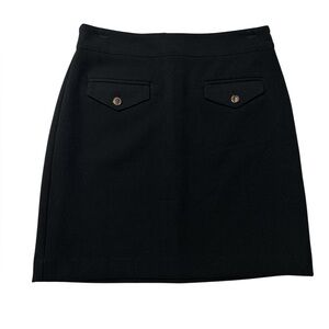 LOFT Women’s Black Skirt Size 4 NWT Front Button Pockets Classic Workwear Style
